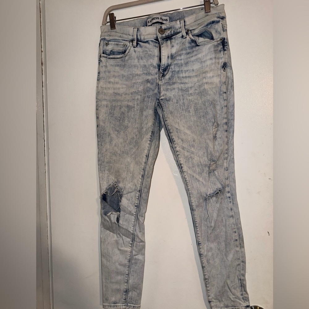MIA Light Gray Distressed Women's Skinny Jeans